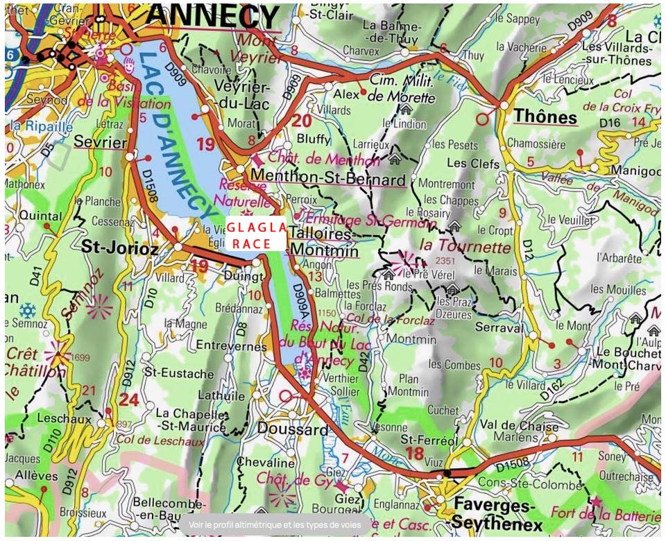 Annecy, Talloires, Doussard, Faverge, Thônes.